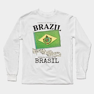 Antique Flag of Brazil Long Sleeve T-Shirt